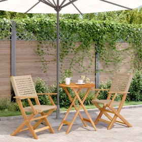 Juego de bistro de 3 piezas ratán PE y madera maciza beige de , Conjuntos de jardín - Ref: Foro24-3281792, Precio: 177,58 €, ...