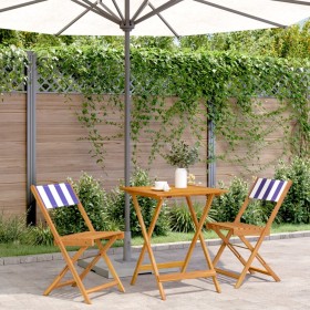 Juego de bistro de 3 piezas tela y madera maciza azul y blanco de , Conjuntos de jardín - Ref: Foro24-3281765, Precio: 143,54...