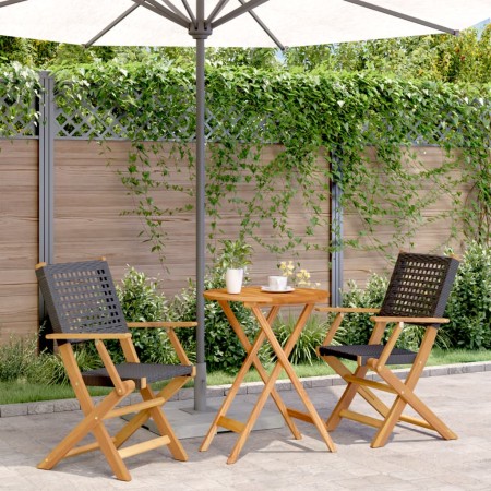 Juego de bistro de 3 piezas ratán PE y madera maciza negro de , Conjuntos de jardín - Ref: Foro24-3281790, Precio: 174,35 €, ...