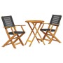 Juego de bistro de 3 piezas ratán PE y madera maciza negro de , Conjuntos de jardín - Ref: Foro24-3281790, Precio: 174,35 €, ...