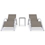 Tumbonas con mesita 2 unidades aluminio gris taupe de vidaXL, Tumbonas - Ref: Foro24-310538, Precio: 218,48 €, Descuento: %