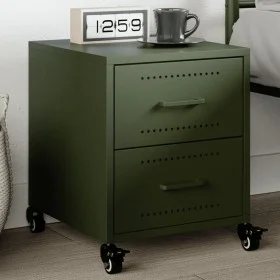 Mesita de noche acero verde oliva 36x39x43,5 cm de , Mesitas de noche - Ref: Foro24-846634, Precio: 54,60 €, Descuento: %