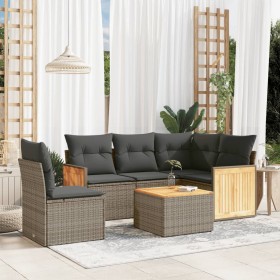 Set de muebles de jardín 6 pzas y cojines ratán sintético gris en Conjuntos de jardín | Comprar online en Foru.es