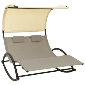 Double lounger with textilene awning in taupe gray and cream by vidaXL, Loungers - Ref: Foro24-310549, Price: 218,13 €, Disco...