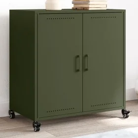 Aparador de acero laminado en frío verde oliva 68,5x39x72 cm de , Aparadores - Ref: Foro24-846660, Precio: 126,34 €, Descuent...