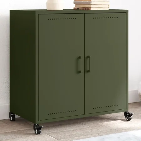 Aparador de acero laminado en frío verde oliva 68,5x39x72 cm de , Aparadores - Ref: Foro24-846660, Precio: 126,34 €, Descuent...