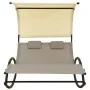 Double lounger with textilene awning in taupe gray and cream by vidaXL, Loungers - Ref: Foro24-310549, Price: 218,13 €, Disco...