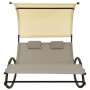 Tumbona doble con toldo textilene color gris taupe y crema de vidaXL, Tumbonas - Ref: Foro24-310549, Precio: 251,52 €, Descue...