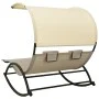 Doppelliege mit Textilene-Markise in Taupegrau und Creme von vidaXL, Liegen - Ref: Foro24-310549, Preis: 218,13 €, Rabatt: %