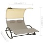 Tumbona doble con toldo textilene color gris taupe y crema de vidaXL, Tumbonas - Ref: Foro24-310549, Precio: 251,52 €, Descue...