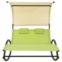 Tumbona doble con toldo textilene verde y crema de vidaXL, Tumbonas - Ref: Foro24-310550, Precio: 235,94 €, Descuento: %