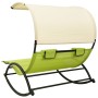 Tumbona doble con toldo textilene verde y crema de vidaXL, Tumbonas - Ref: Foro24-310550, Precio: 235,94 €, Descuento: %