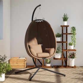 Silla colgante huevo con soporte tela y acero gris taupe de , Balancines de jardín - Ref: Foro24-4007400, Precio: 197,34 €, D...