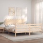 Estructura de cama de matrimonio con cabecero madera maciza de vidaXL, Camas y somieres - Ref: Foro24-3195301, Precio: 153,48...