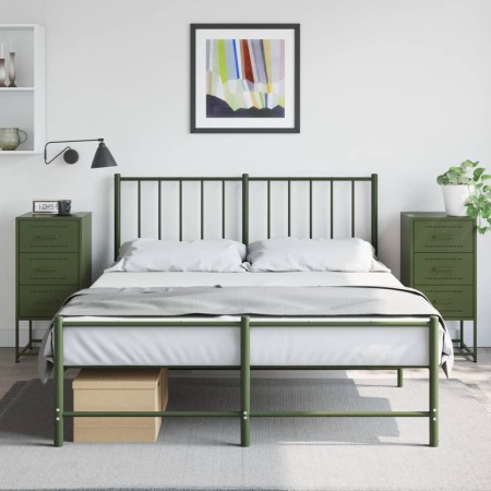Mesitas de noche 2 unidades acero verde oliva 36x39x78 cm de , Mesitas de noche - Ref: Foro24-846587, Precio: 120,20 €, Descu...