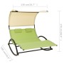 Tumbona doble con toldo textilene verde y crema de vidaXL, Tumbonas - Ref: Foro24-310550, Precio: 235,94 €, Descuento: %