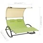 Tumbona doble con toldo textilene verde y crema de vidaXL, Tumbonas - Ref: Foro24-310550, Precio: 220,37 €, Descuento: %