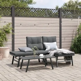 Bancos de jardín cojines 2 pzas acero recubrimiento polvo negro de , Bancos de jardín - Ref: Foro24-4008104, Precio: 220,27 €...