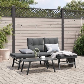 Bancos de jardín cojines 2 pzas acero recubrimiento polvo negro de , Bancos de jardín - Ref: Foro24-4008104, Precio: 223,90 €...