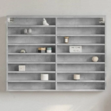Vitrina de madera de ingeniería gris hormigón 100x8,5x75 cm de , Estantes y estanterías - Ref: Foro24-847936, Precio: 57,87 €...