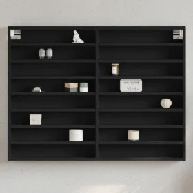Vitrina de madera de ingeniería negra 100x8,5x75 cm de , Estantes y estanterías - Ref: Foro24-847934, Precio: 61,07 €, Descue...