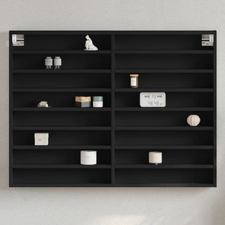 Vitrina de madera de ingeniería negra 100x8,5x75 cm de , Estantes y estanterías - Ref: Foro24-847934, Precio: 62,15 €, Descue...