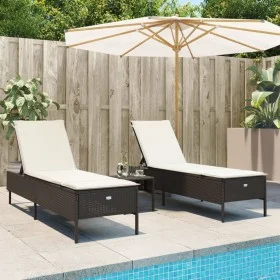 Liegestühle mit Kissen, 2 Stück, aus braunem Kunst-Rattan. von , Liegen - Ref: Foro24-3261588, Preis: 295,24 €, Rabatt: %