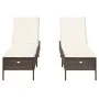 Liegestühle mit Kissen, 2 Stück, aus braunem Kunst-Rattan. von , Liegen - Ref: Foro24-3261588, Preis: 295,24 €, Rabatt: %