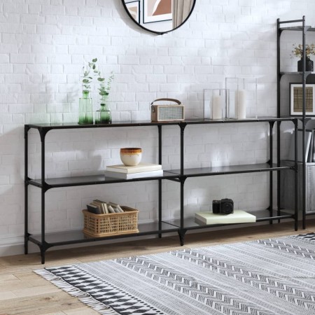 Mesa consola con superficie de vidrio negro acero 194,5x30x81cm de , Mesas consola - Ref: Foro24-846035, Precio: 105,38 €, De...