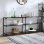 Mesa consola con superficie de vidrio negro acero 194,5x30x81cm de , Mesas consola - Ref: Foro24-846035, Precio: 105,38 €, De...