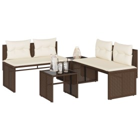 Set de sofás de jardín 4 pzas y cojines ratán sintético marrón de , Conjuntos de jardín - Ref: Foro24-4003879, Precio: 286,50...