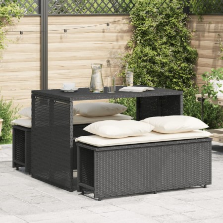 Set comedor de jardín 3 pzas con cojines ratán sintético negro de , Conjuntos de jardín - Ref: Foro24-4003902, Precio: 239,35...