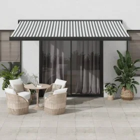 Toldo retráctil aluminio y tela gris antracita y blanco 4x3 m de , Toldos - Ref: Foro24-3216130, Precio: 479,00 €, Descuento: %