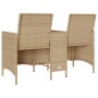 Sofá de jardín 2 plazas con mesa y cojines ratán PE beige de , Sofás de exterior - Ref: Foro24-4003887, Precio: 143,00 €, Des...