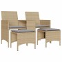 Sofá de jardín 2 plazas con mesa y taburetes ratán PE beige de , Sofás de exterior - Ref: Foro24-4003893, Precio: 206,11 €, D...