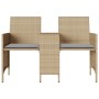 Sofá de jardín 2 plazas con mesa y taburetes ratán PE beige de , Sofás de exterior - Ref: Foro24-4003893, Precio: 206,11 €, D...