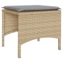 Sofá de jardín 2 plazas con mesa y taburetes ratán PE beige de , Sofás de exterior - Ref: Foro24-4003893, Precio: 206,11 €, D...