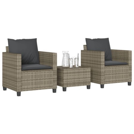 Sillas y mesita de jardín con cojines 3 piezas ratán PE gris de , Conjuntos de jardín - Ref: Foro24-4003898, Precio: 236,75 €...