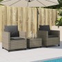 Sillas y mesita de jardín con cojines 3 piezas ratán PE gris de , Conjuntos de jardín - Ref: Foro24-4003898, Precio: 236,75 €...