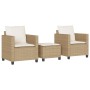 Sillas y mesita de jardín 3 piezas ratán sintético cojín beige de , Conjuntos de jardín - Ref: Foro24-4003900, Precio: 237,84...