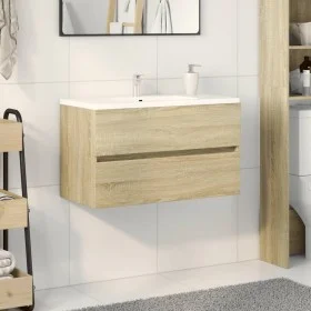 Waschbeckenunterschrank aus Sonoma-Eichen-Ingenieurholz 80x38,5x45 cm. von , Badezimmermöbel - Ref: Foro24-849637, Preis: 58,...