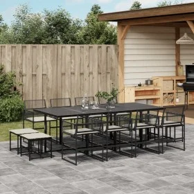 Set comedor de jardín con cojines 13 pzas ratán sintético negro de , Conjuntos de jardín - Ref: Foro24-3295030, Precio: 998,5...
