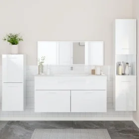 Juego muebles de baño 4 pzas madera contrachapada blanco brillo de , Muebles de baño - Ref: Foro24-3308525, Precio: 188,70 €,...
