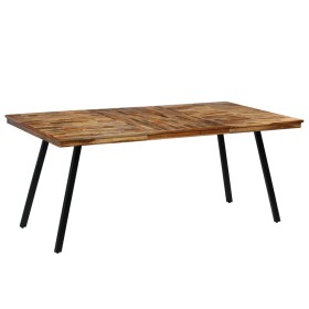 Mesa de comedor de teca reciclada y acero 180x90x76 cm en Mesas de comedor | Comprar online en Foru.es
