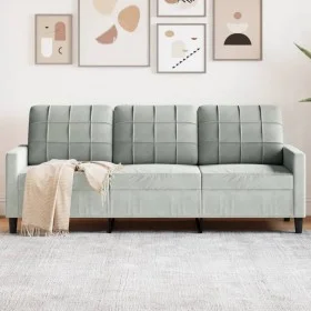 Sofá de 3 plazas terciopelo gris claro 180 cm de , Sofás - Ref: Foro24-4007634, Precio: 251,99 €, Descuento: %