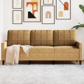 Dreisitzer-Sofa aus braunem Samt, 180 cm. von , Sofas - Ref: Foro24-4007641, Preis: 306,96 €, Rabatt: %