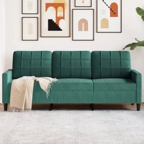 Dreisitzer-Sofa aus dunkelgrünem Samt, 180 cm von , Sofas - Ref: Foro24-4007636, Preis: 307,46 €, Rabatt: %