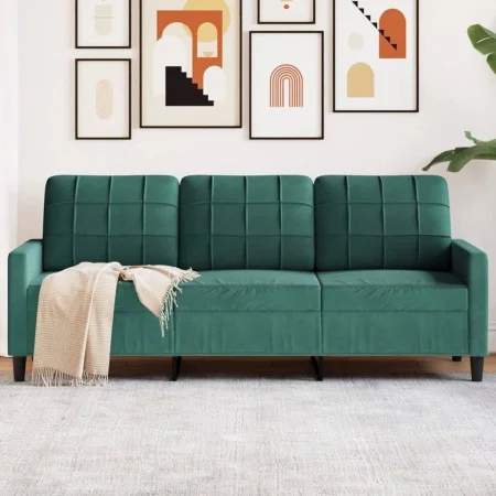 Sofá de 3 plazas terciopelo verde oscuro 180 cm de , Sofás - Ref: Foro24-4007636, Precio: 307,46 €, Descuento: %