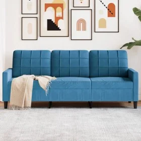 3-seater blue velvet sofa 180 cm by , Sofas - Ref: Foro24-4007643, Price: 310,80 €, Discount: %