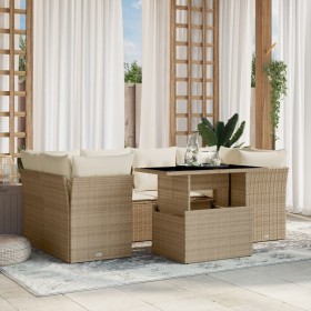 Set sofás de jardín 7 piezas y cojines ratán sintético beige de , Conjuntos de jardín - Ref: Foro24-3266378, Precio: 517,58 €...